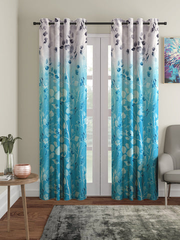 Digital Print Room Darkening Gradient Floral Curtains - pack of 2