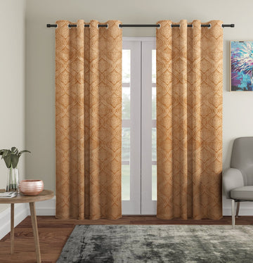 Velvet Embossed Room Darkening Curtains - pack of 2