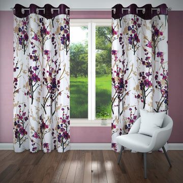 Vento Floral Printed Curtains - pack of 2