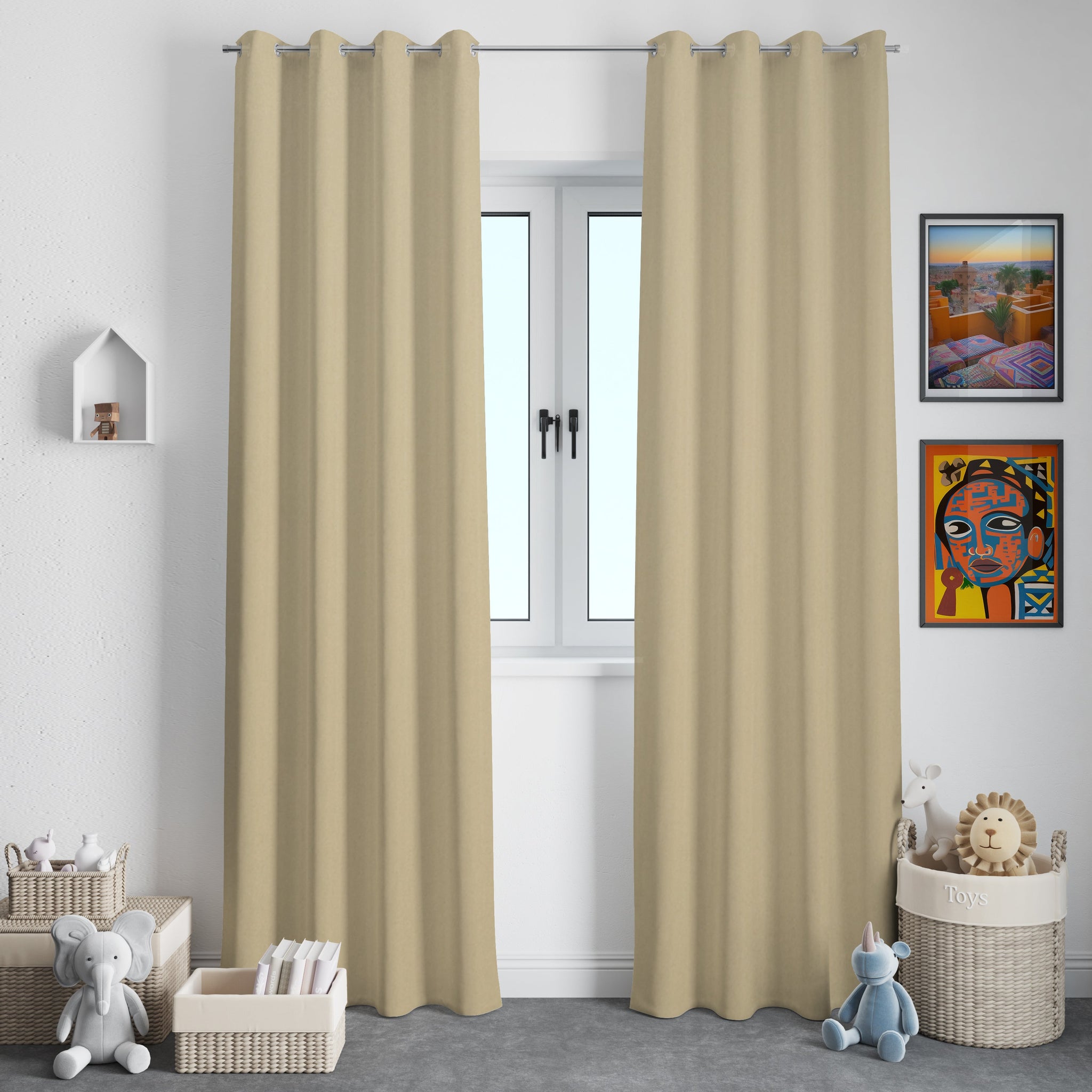 Solid Plain Satin Blackout Curtains - pack of 2