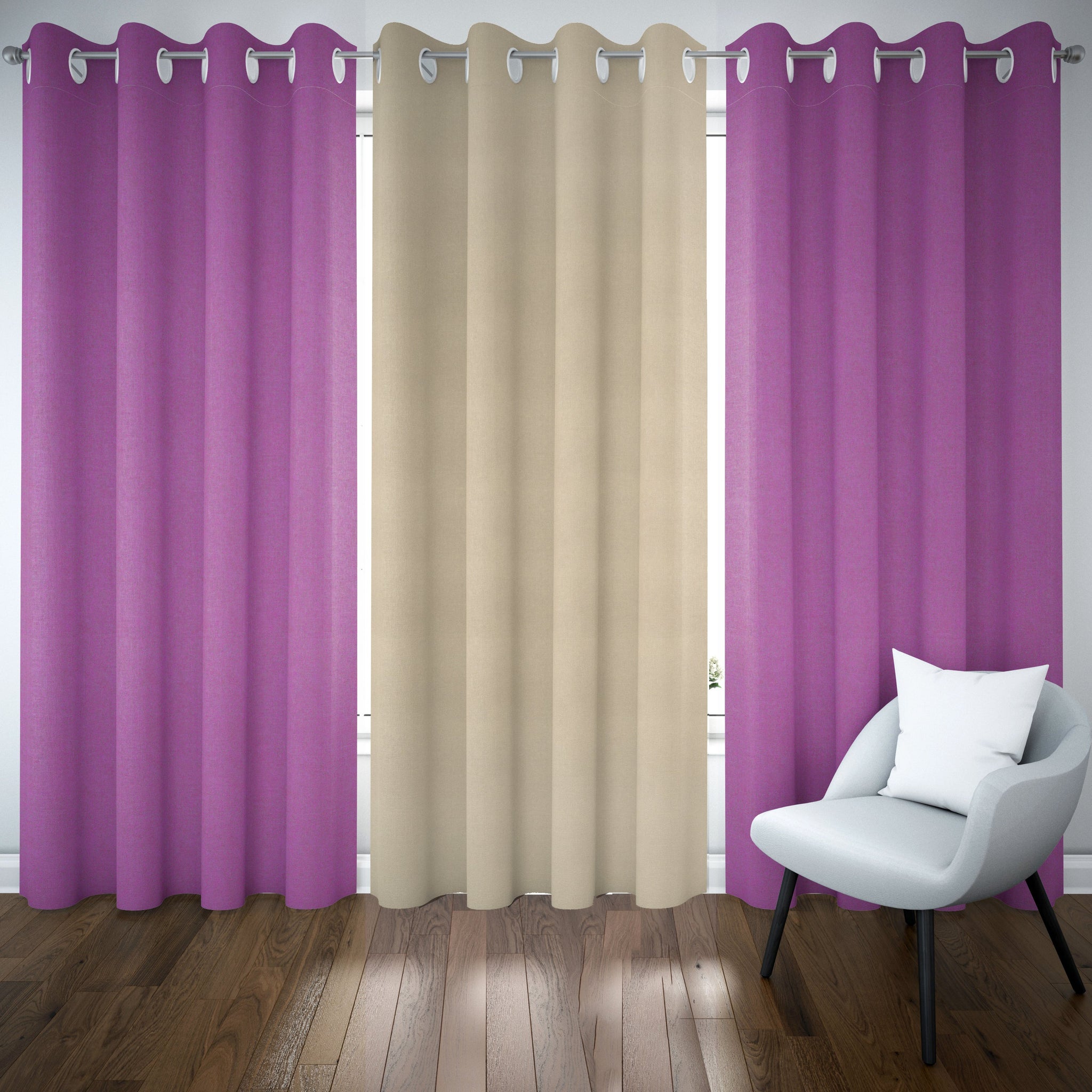 Solid Satin Blackout Combo Curtains - pack of 3