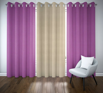 Solid Satin Blackout Combo Curtains - pack of 3