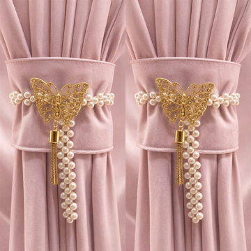 Butterfly Tieback (Golden & Pearl) - Set of 2