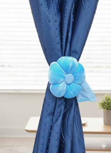 Elegant Flower Curtain Tiebacks (Pack of 2)| Hand-Tied Plush Fabric