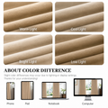 Camel brown velvet curtain fabric shown under warm, cool, bright and low light, conveying that different light and device, might show the color differently. 
