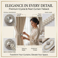Crystal and pearl curtain tieback feature panel: crystal centerpiece, pearl chain and back connection