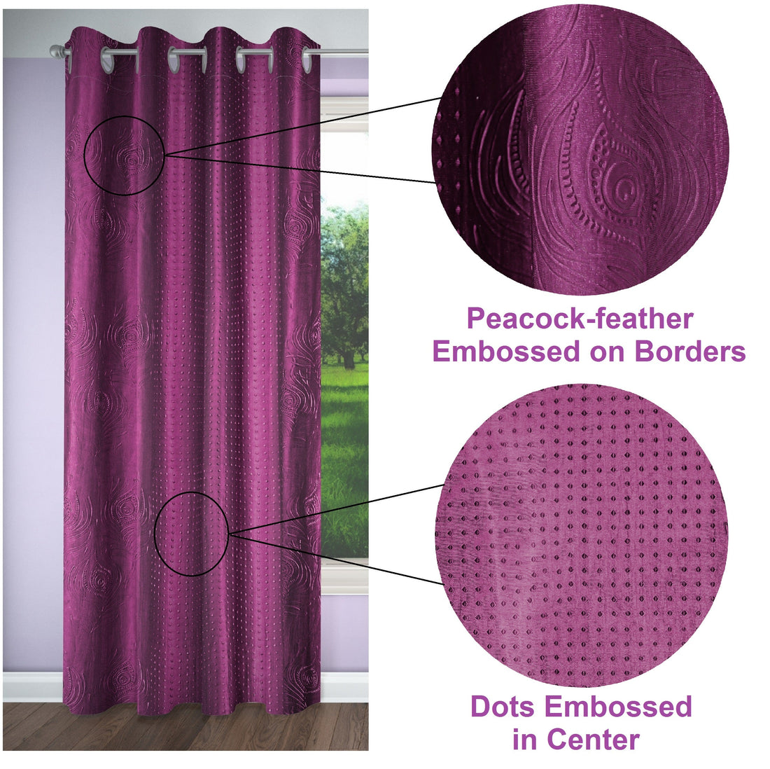 Elements Solid Embossed Curtains - pack of 2