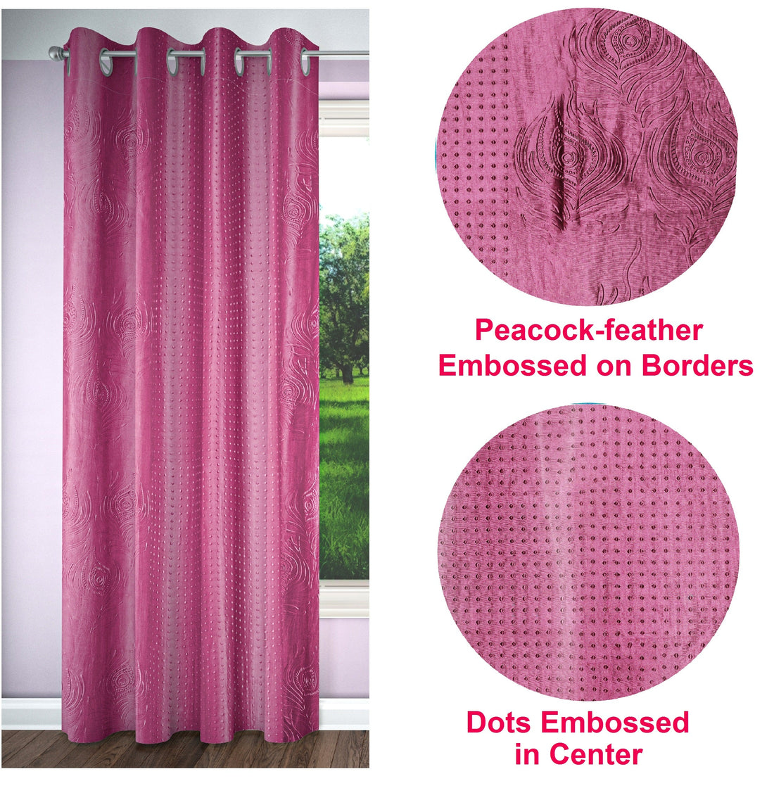 Elements Solid Embossed Curtains Combo - pack of 3