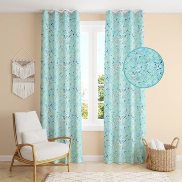 Marvel Foil Print Geometrical Pattern Curtains - pack of 2