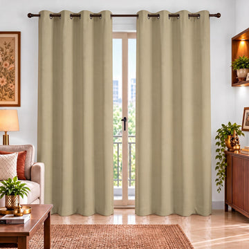 Solid Plain Satin Blackout Curtains - pack of 2