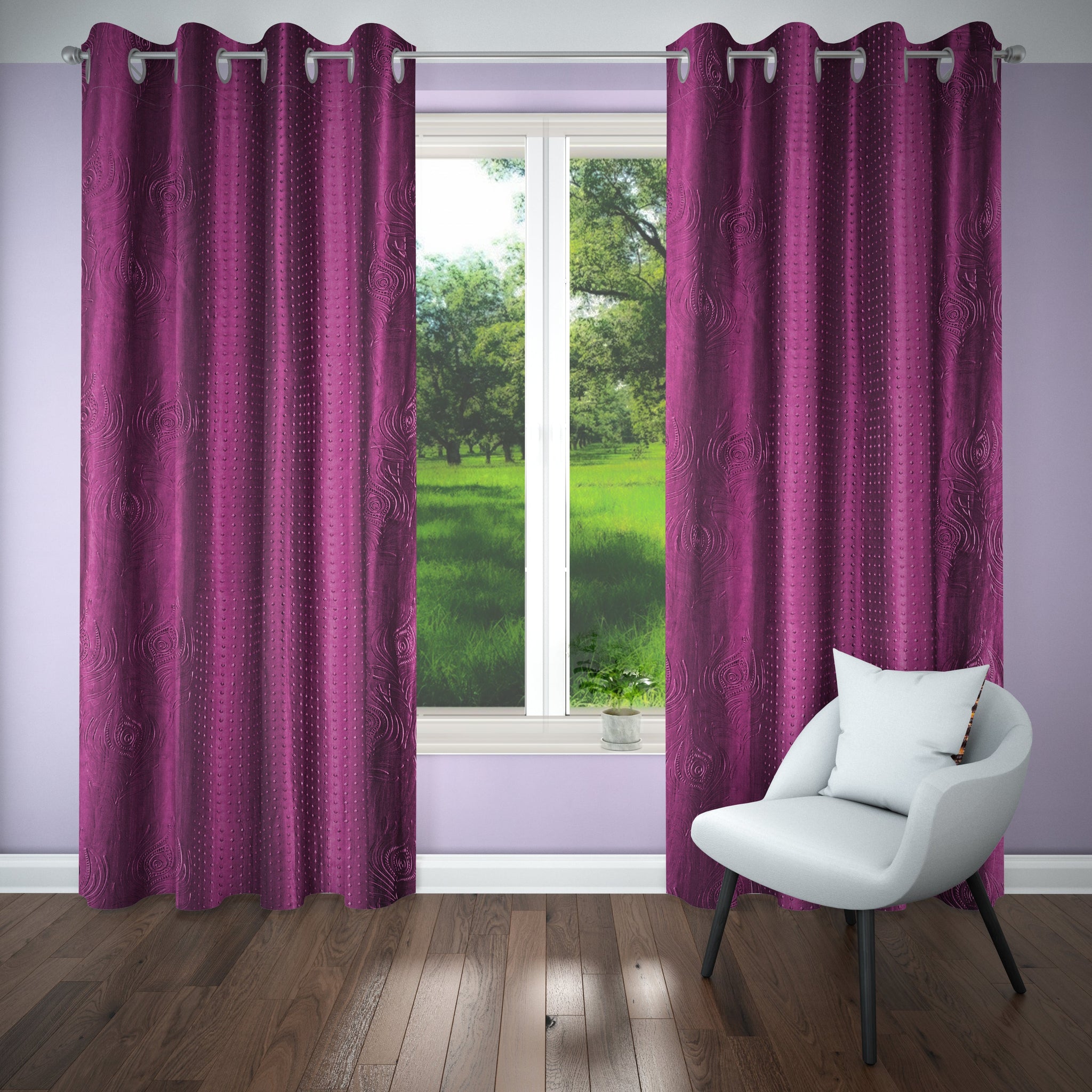 Elements Solid Embossed Curtains - pack of 2